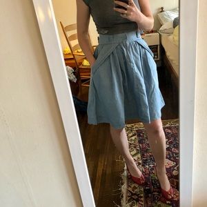 Zara high waisted chambray skirt with pockets